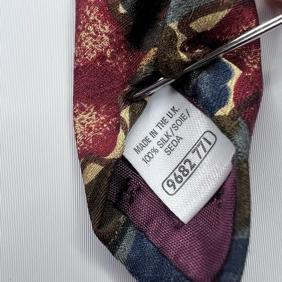 St Michael Marks & Spencer Vtg 90s Silk Multicolor Abstract Floral Neck Tie - Picture 7 of 7